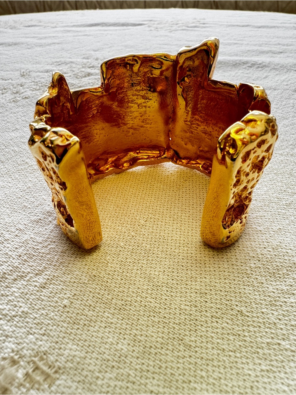 Vintage Textured Gold Cuff Bracelet - Picture 2 of 7